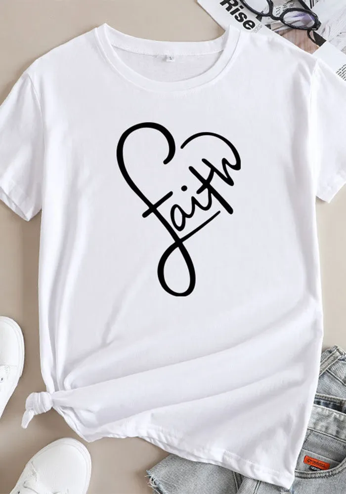 Minimalist Faith-Inspired Graphic Short Sleeve Cotton T-Shirt