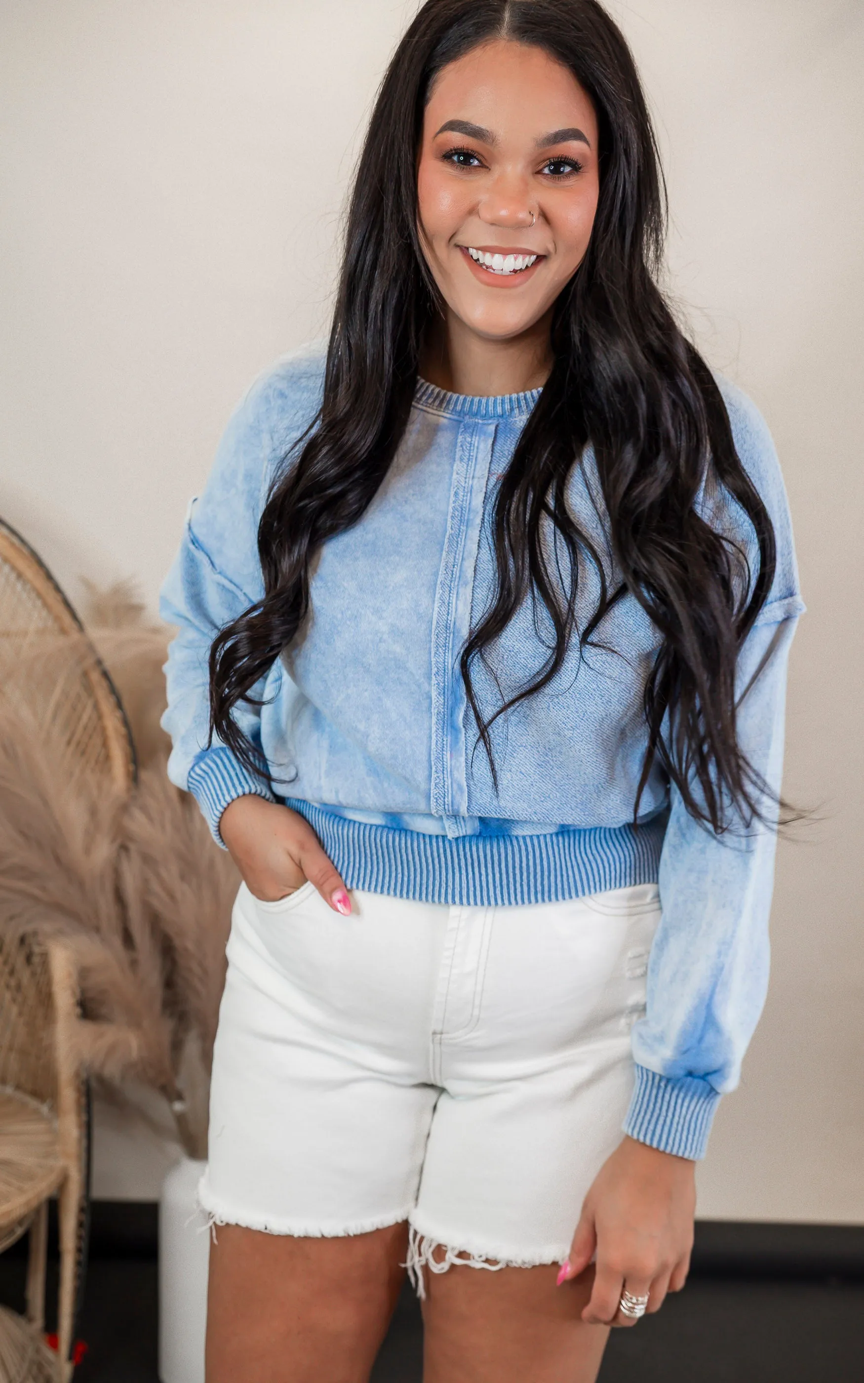 Misty White Super High Rise Distressed Denim Shorts | MICA -30A APRIL PREORDER (IN-HOUSE)