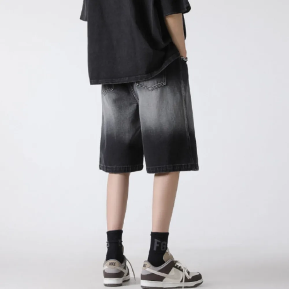 Modern Washed Gradient Denim Shorts