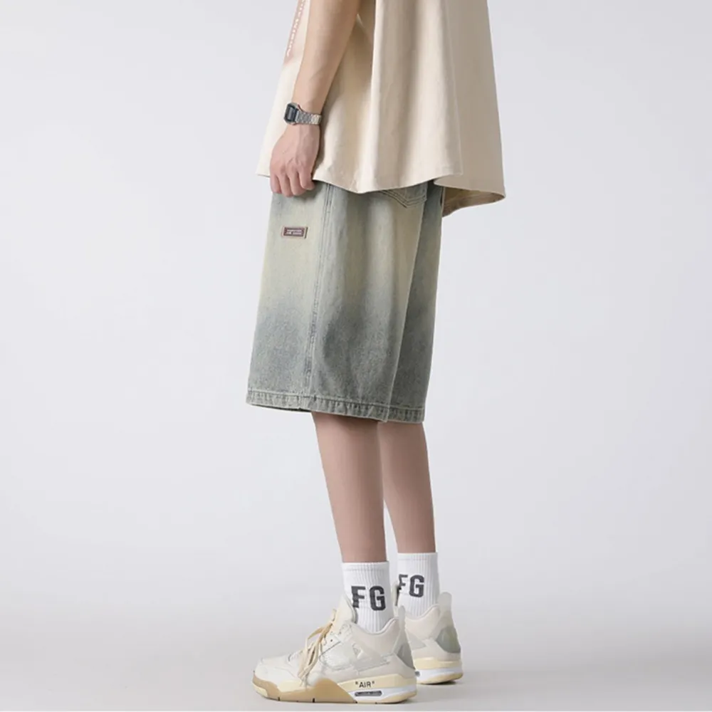 Modern Washed Gradient Denim Shorts