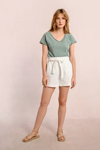 Molly Bracken Belted Cotton Blend Shorts