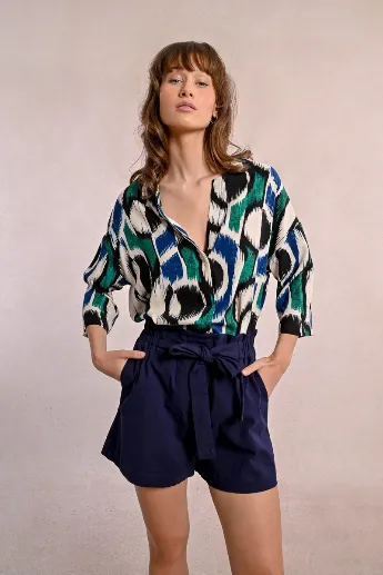 Molly Bracken Belted Cotton Blend Shorts