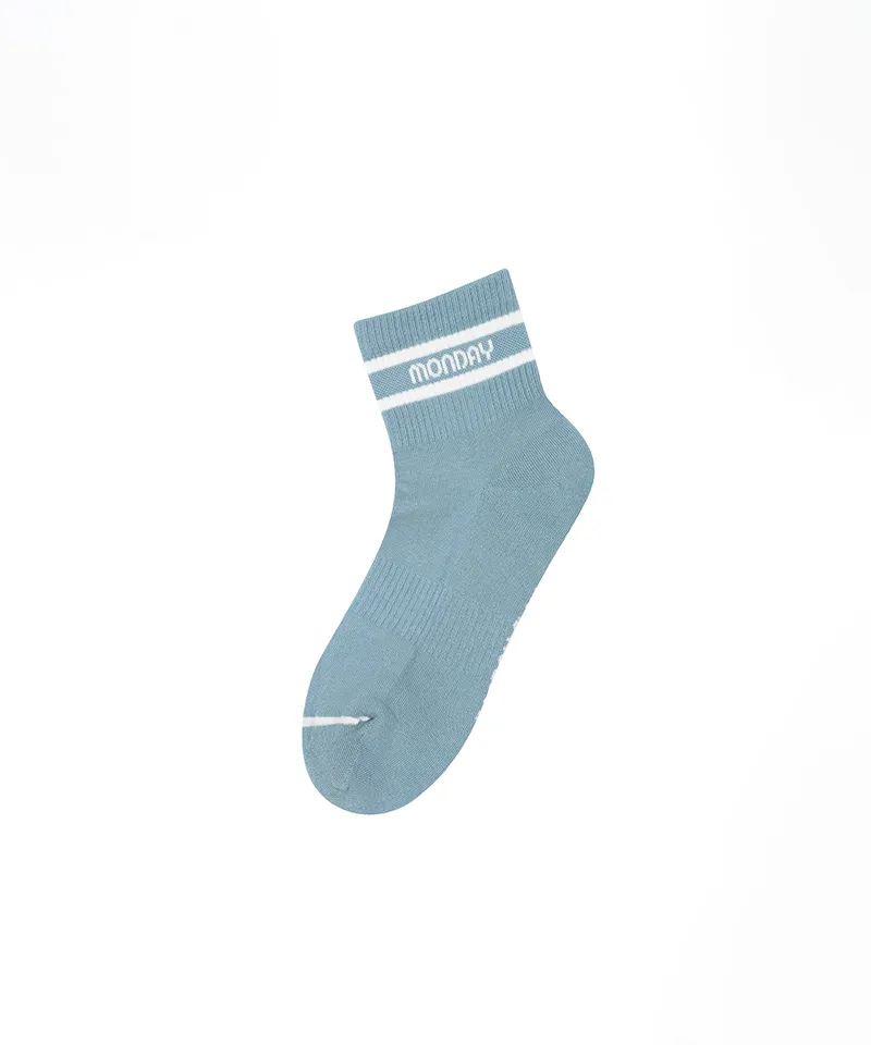 Monday Flow Logo Border Short Socks - Sky Blue