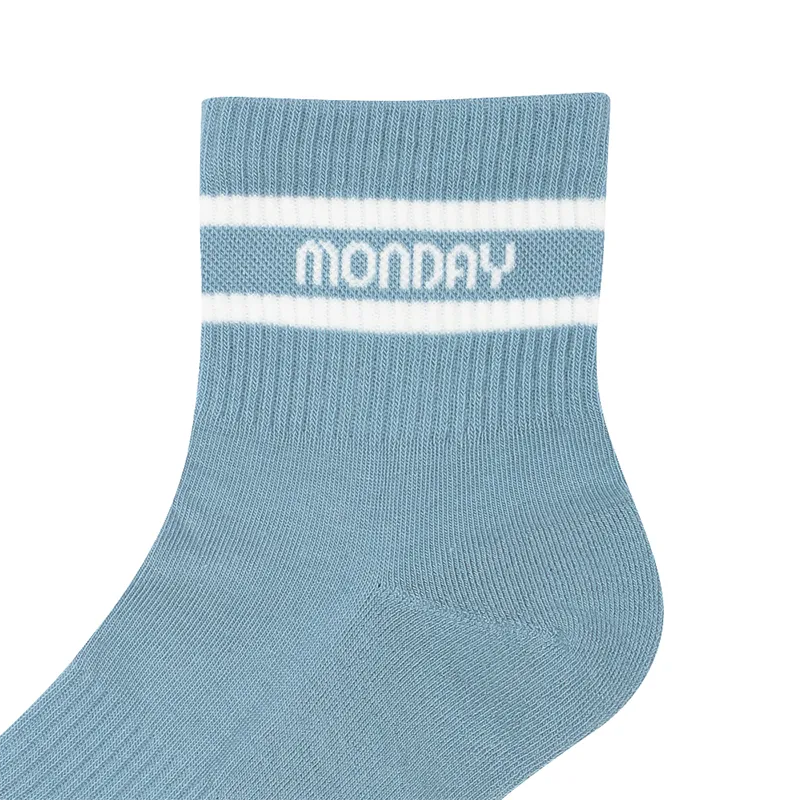 Monday Flow Logo Border Short Socks - Sky Blue