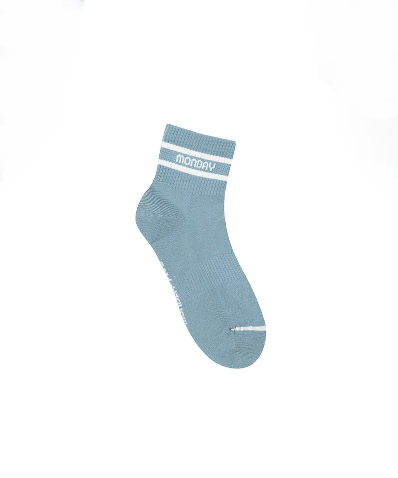 Monday Flow Logo Border Short Socks - Sky Blue