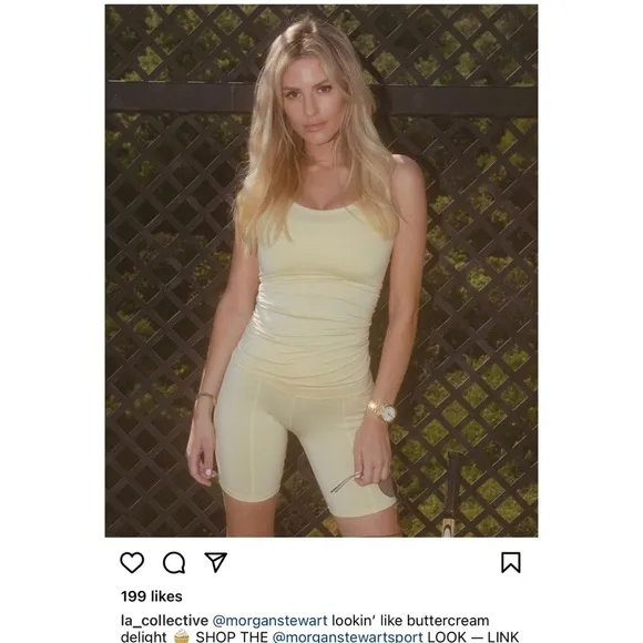 Morgan Stewart Sport Buttercream Short   Tank in Size Small Yellow