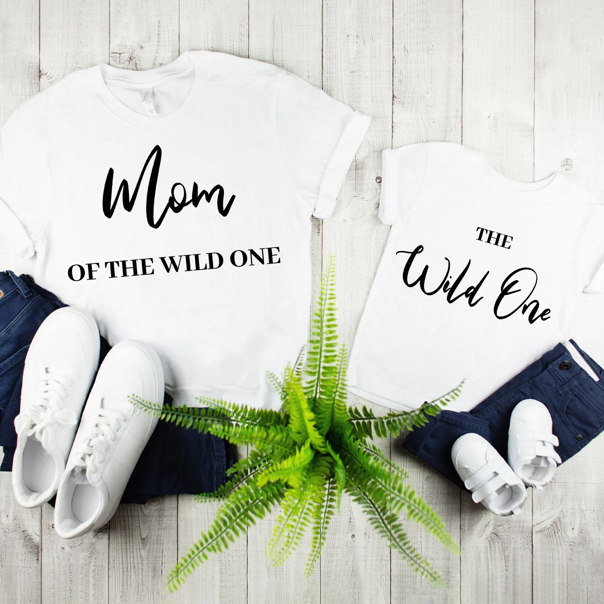 Mother Son Matching Shirts,Mother Daughter Matching Shirts,Funny Matching Shirts,Mom of the Wild One Ladies Tee & The Wild One Toddler Tee
