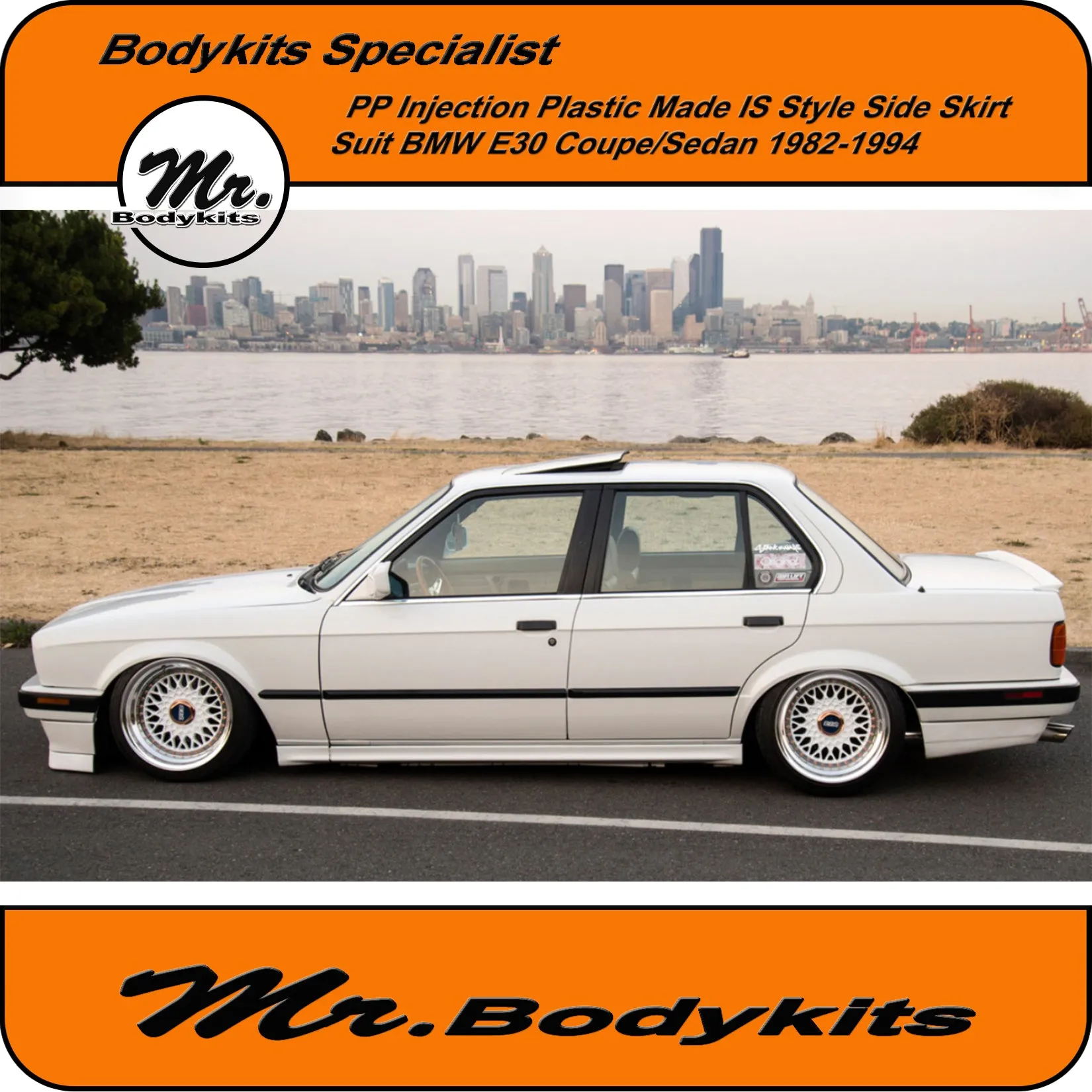 Mr PP Plastic IS Style Side Skirt For BMW E30 1982-1994 Sedan/Coupe (4 Pcs)