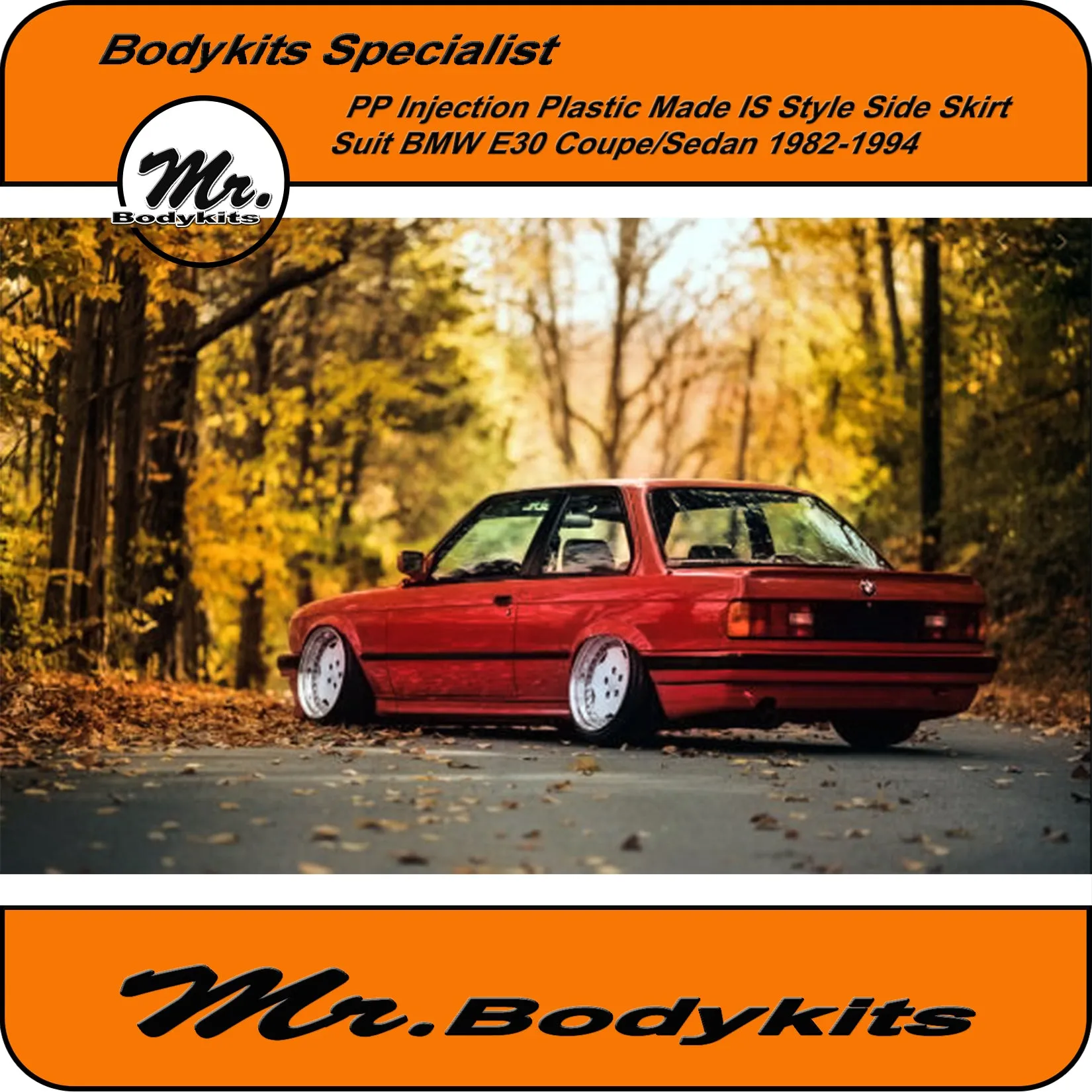Mr PP Plastic IS Style Side Skirt For BMW E30 1982-1994 Sedan/Coupe (4 Pcs)