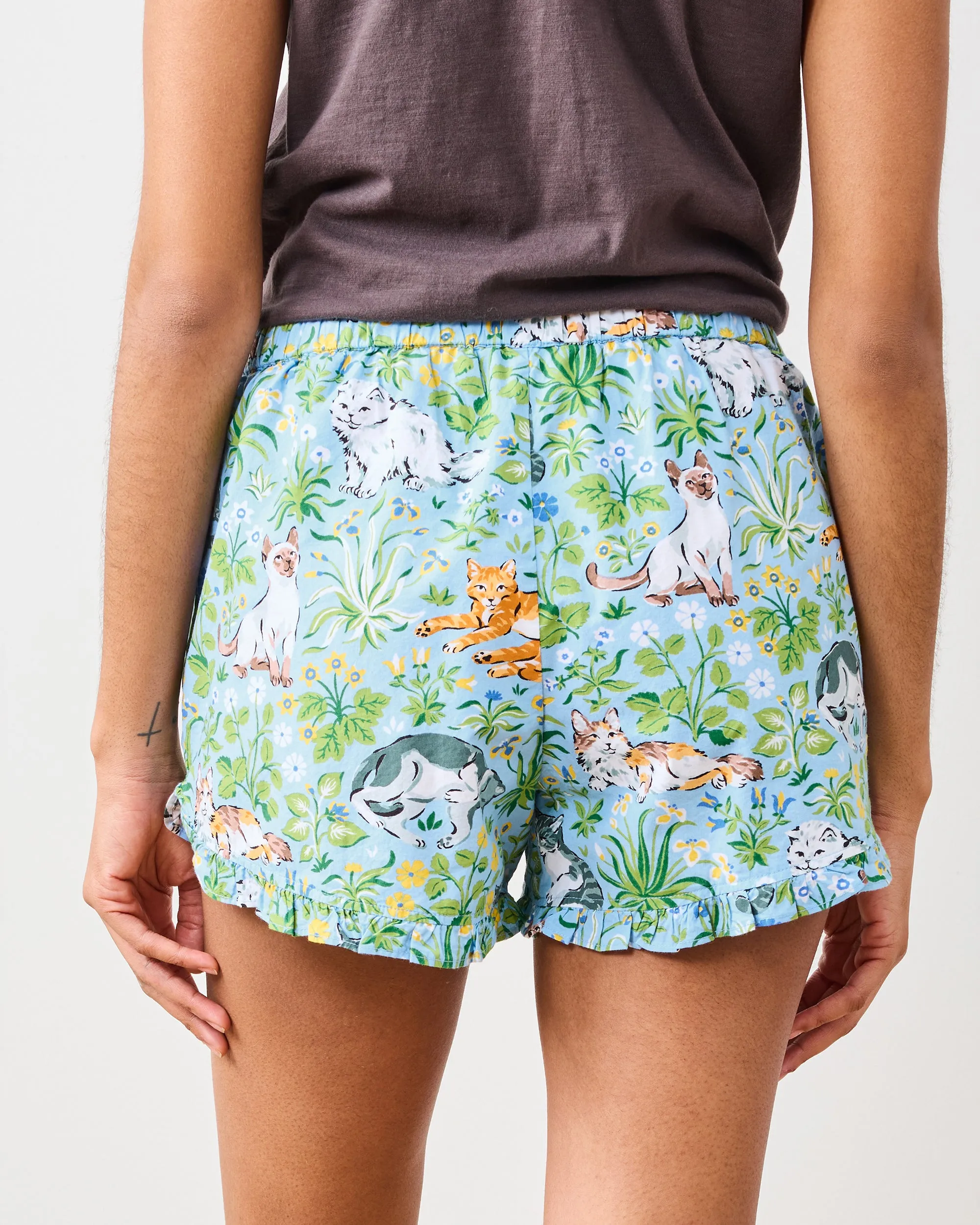 Must Love Cats - Ruffle Shorts - Cornflower