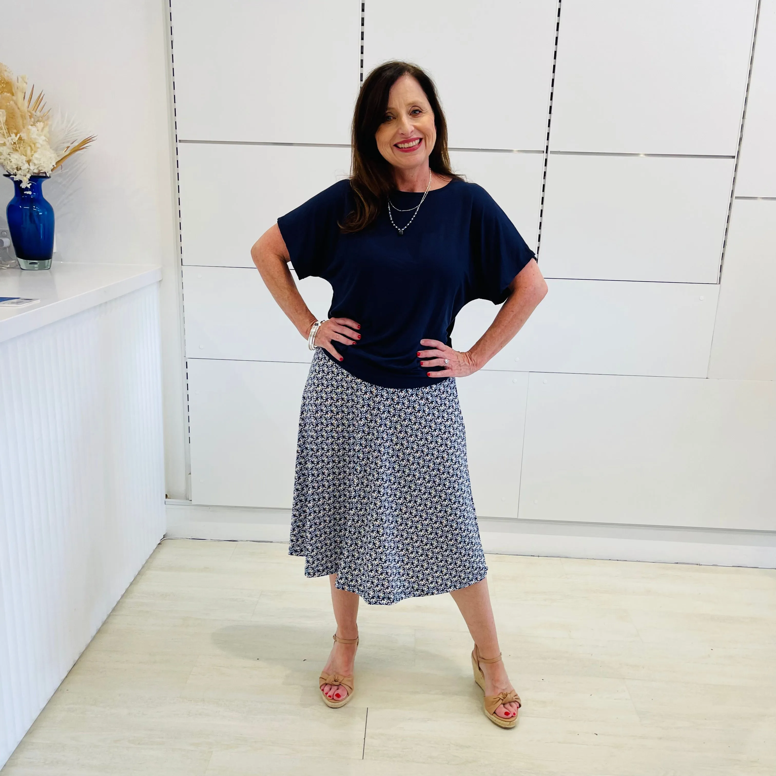 Navy Summer Gracie Top
