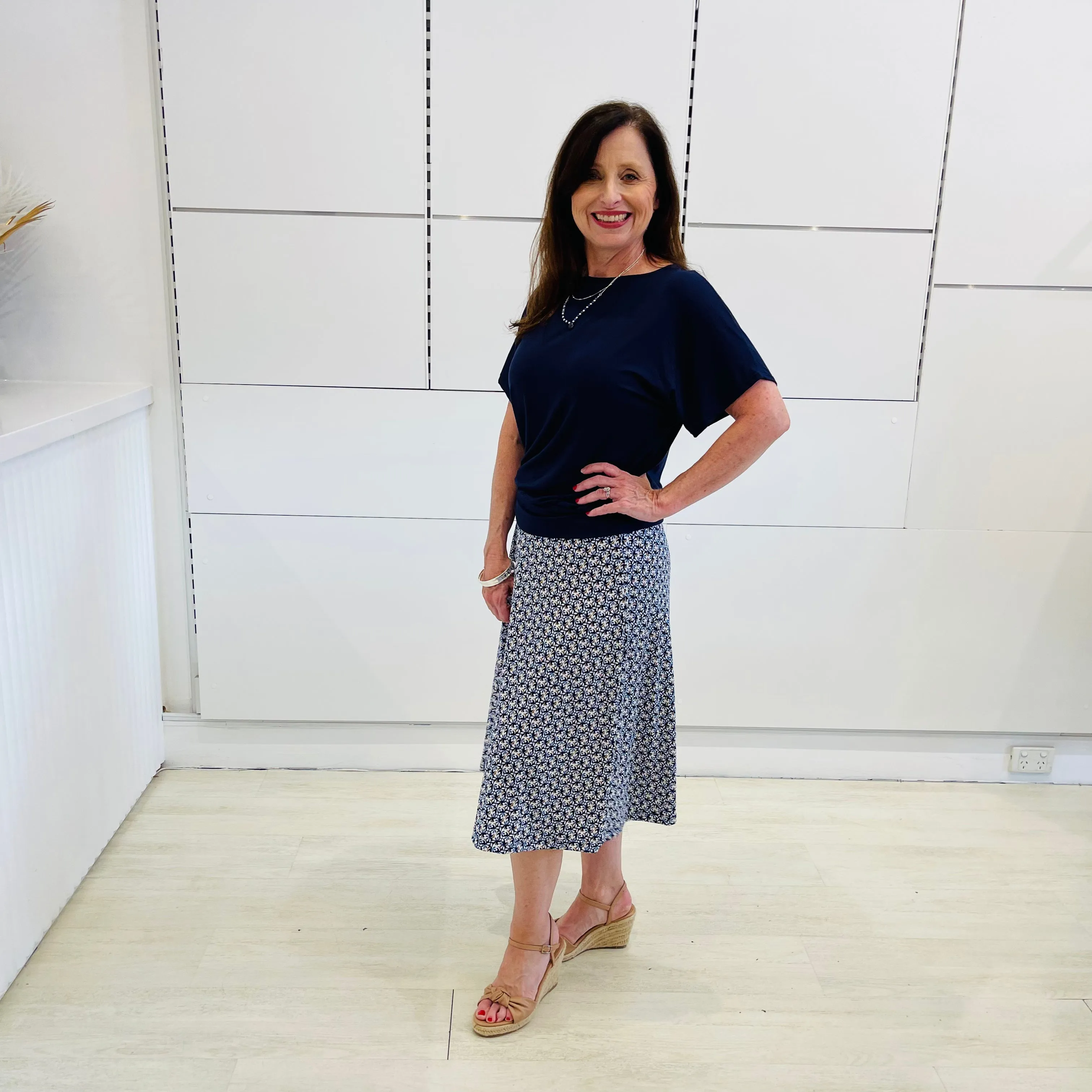 Navy Summer Gracie Top