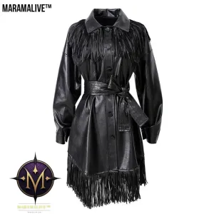 New style dress lace waist leather skirt