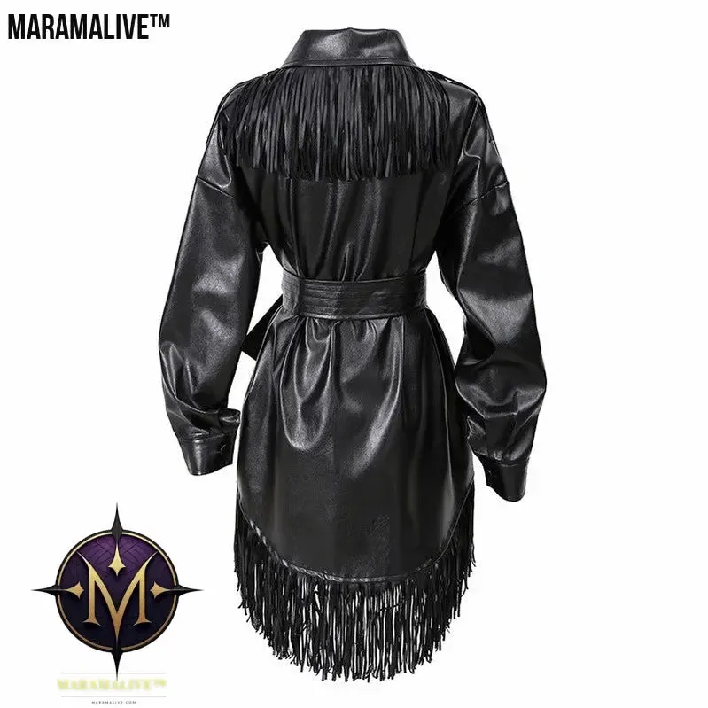 New style dress lace waist leather skirt