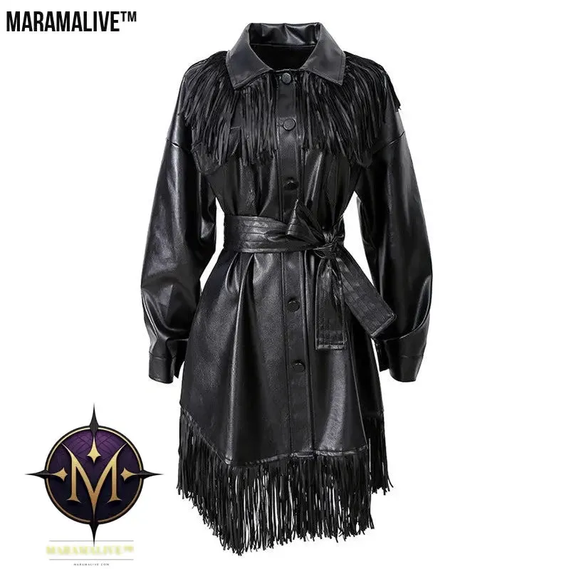 New style dress lace waist leather skirt