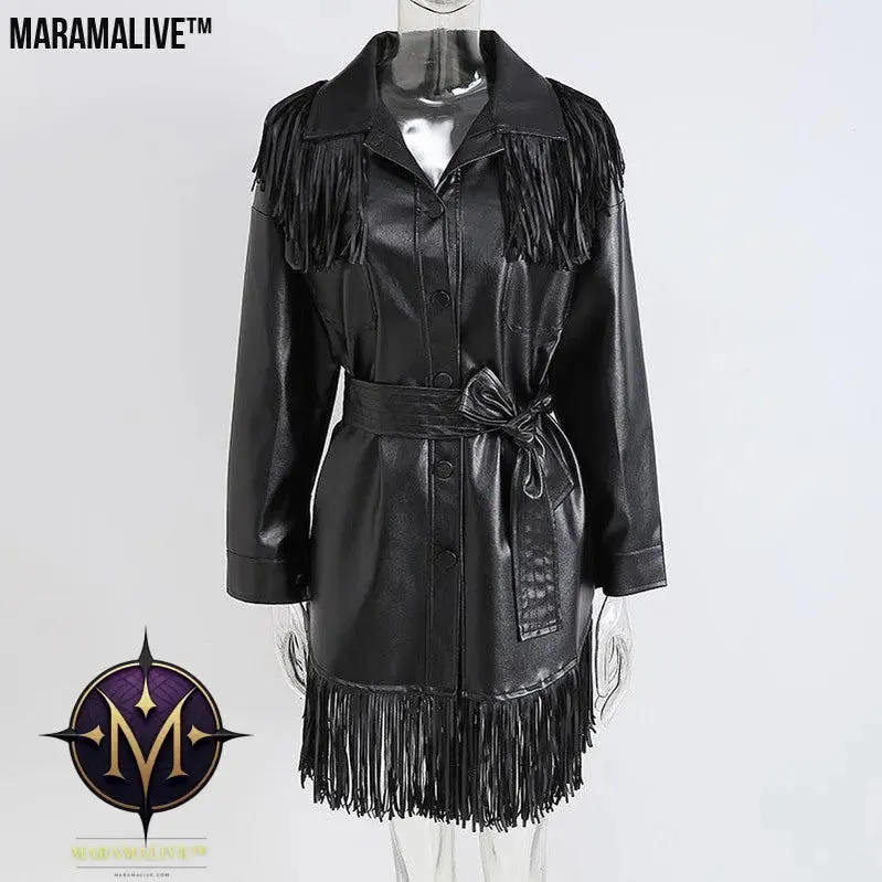 New style dress lace waist leather skirt