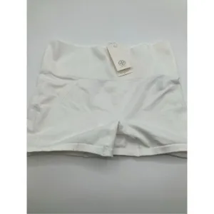 NEW Tory Burch High-Rise Seamless Shorts Sports Gym Pilates Snow White Size M