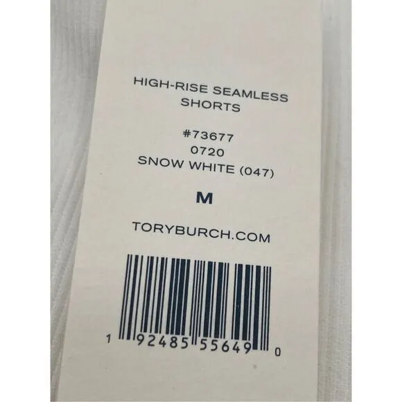 NEW Tory Burch High-Rise Seamless Shorts Sports Gym Pilates Snow White Size M