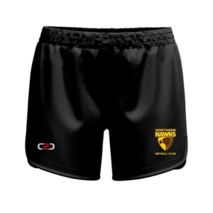 Northern Hawks Curved Hem Black SlimFit HP Shorts Pro Girls/Ladies