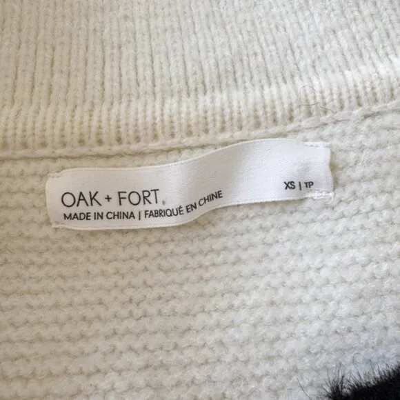 OAK   FORT • Collared Striped Sweater in Cream Black Stripe • XS