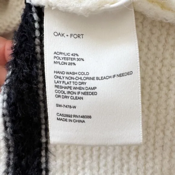 OAK   FORT • Collared Striped Sweater in Cream Black Stripe • XS