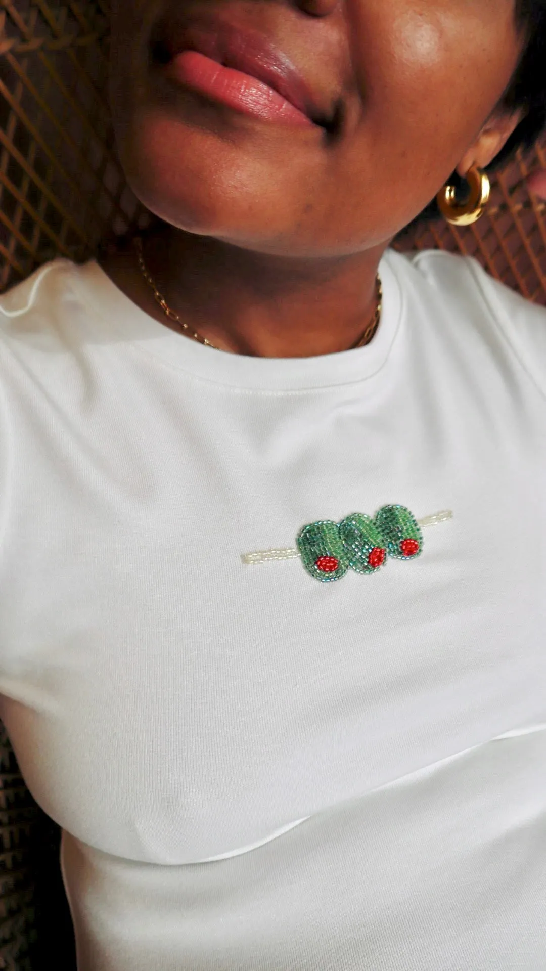 Olive Beaded Baby Tee