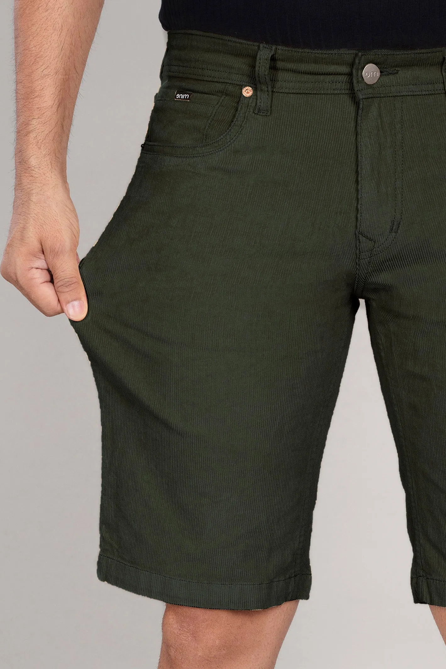 Olive Green Corduroy Shorts