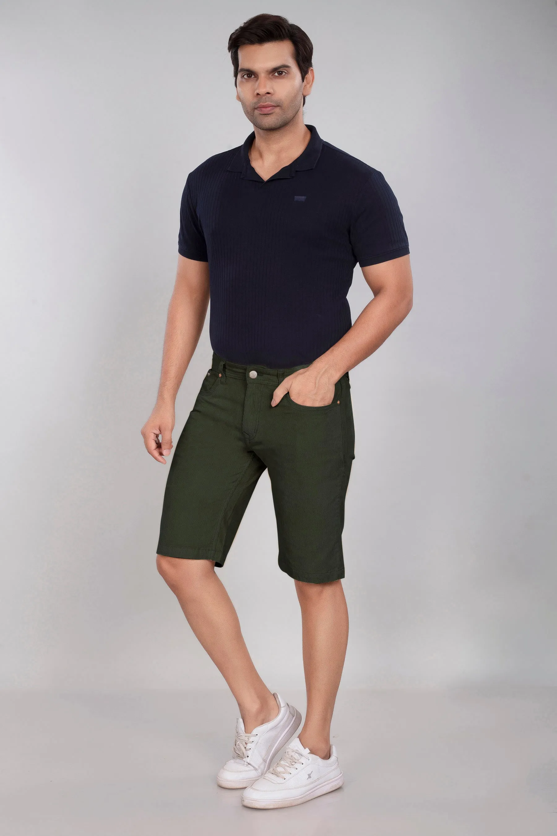 Olive Green Corduroy Shorts