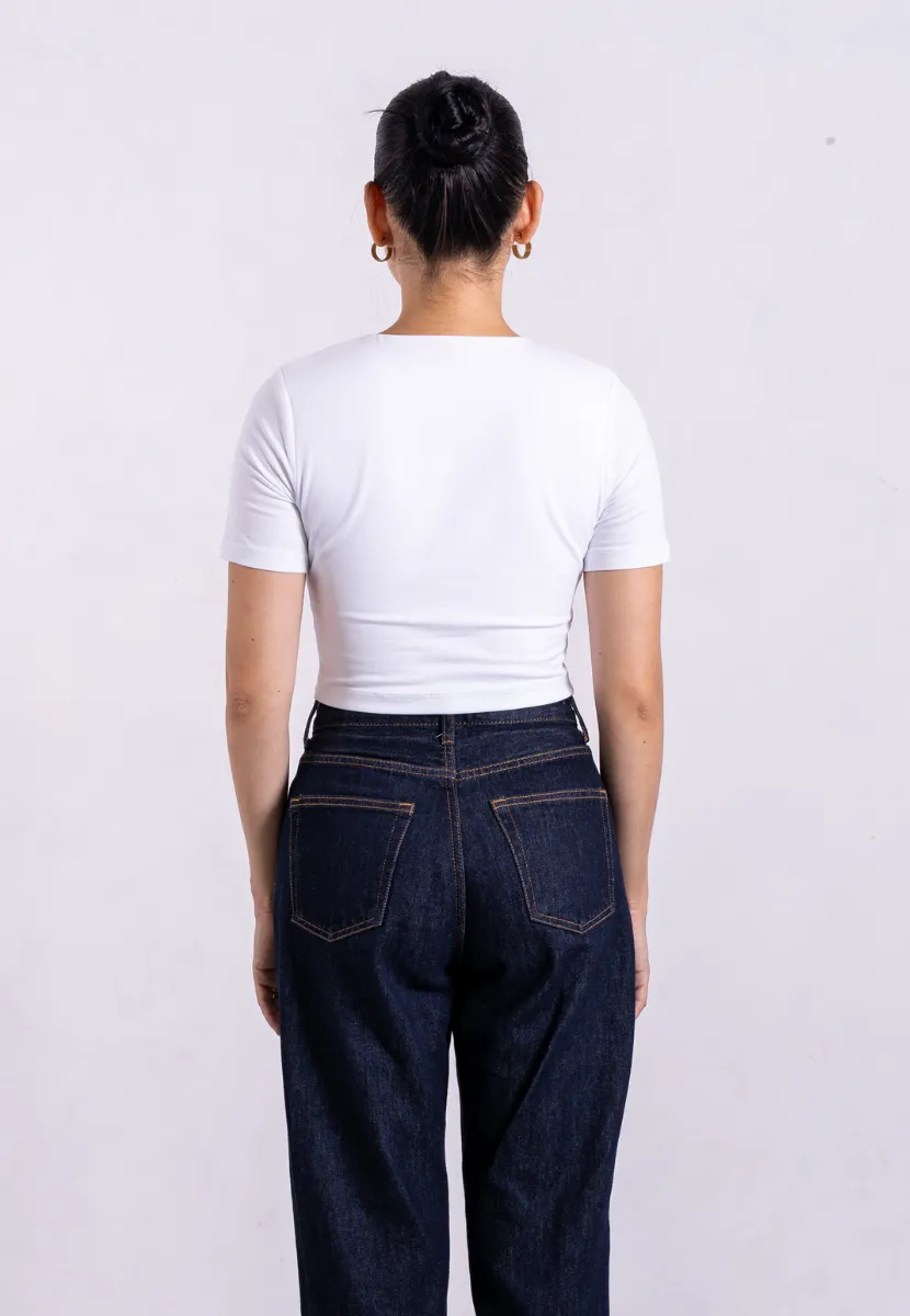 Organic Cotton Crew Cropped T-Shirt, White