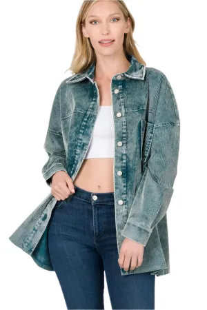 Oversized Premium Vintage Washed Corduroy Shacket
