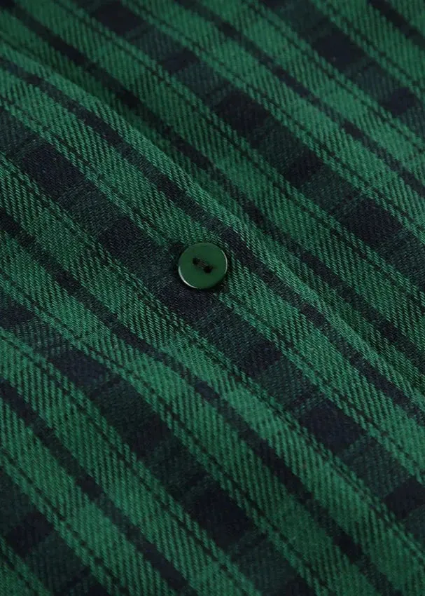 Oversized Retro Green Plaid Shirt – Effortless Chic