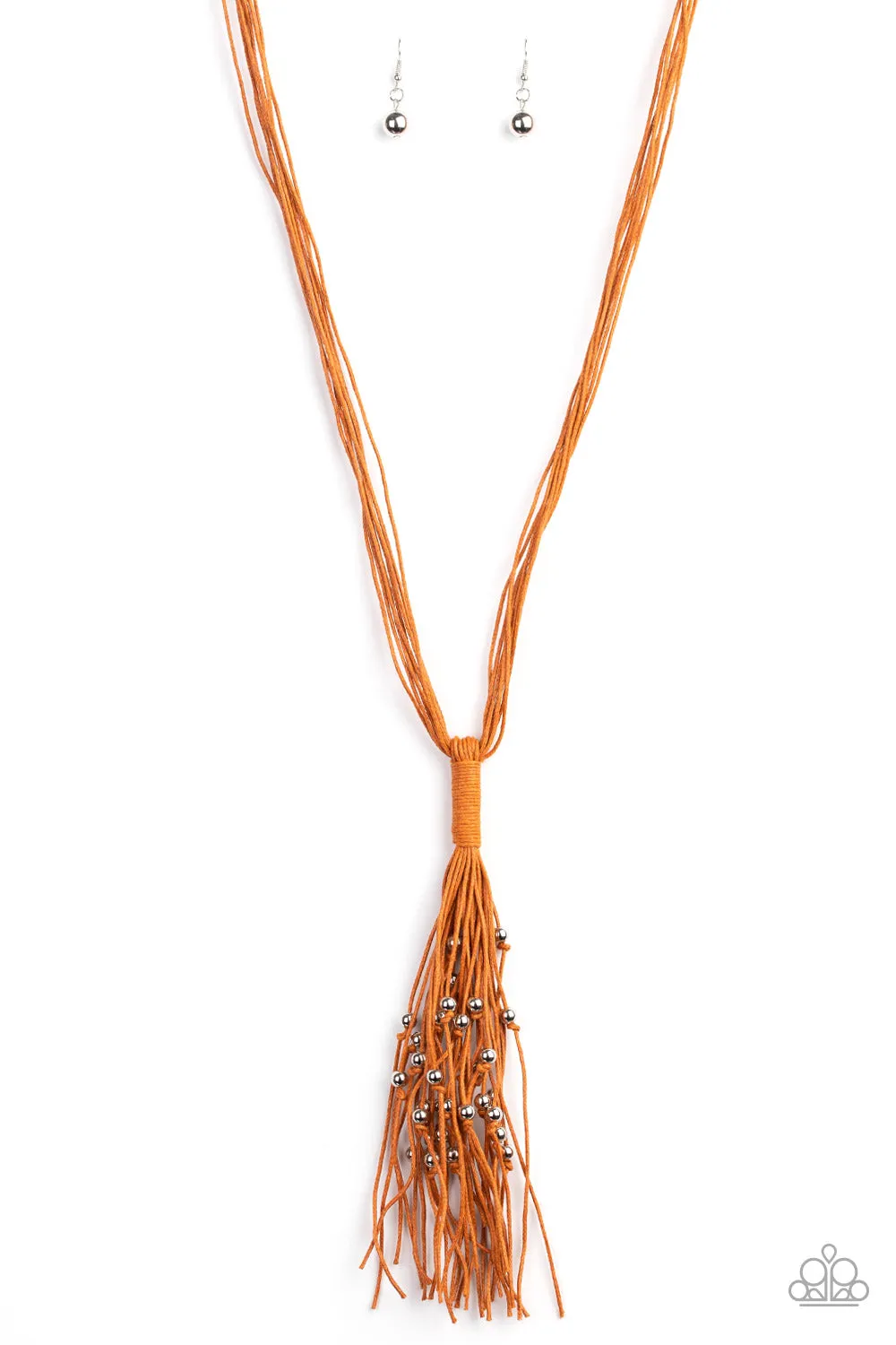 Paparazzi - Hand-Knotted Knockout - Orange Necklace