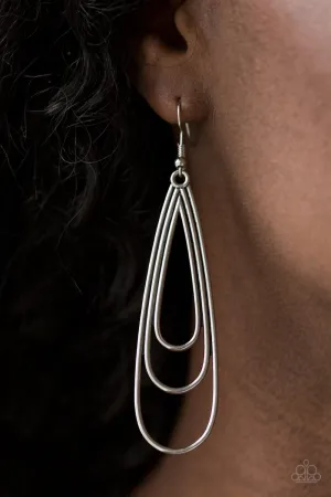 Paparazzi - Triple Ripple - Silver Earrings