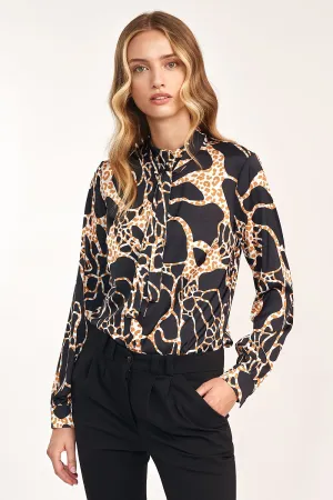 Patterned Fitted Blouse in Spandex
