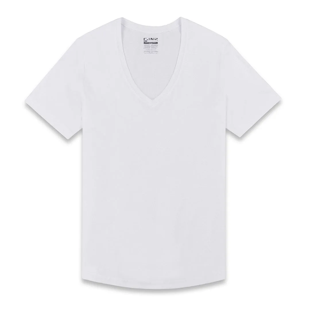 Perfect Pima Relaxed Deep V-Neck T-Shirt White