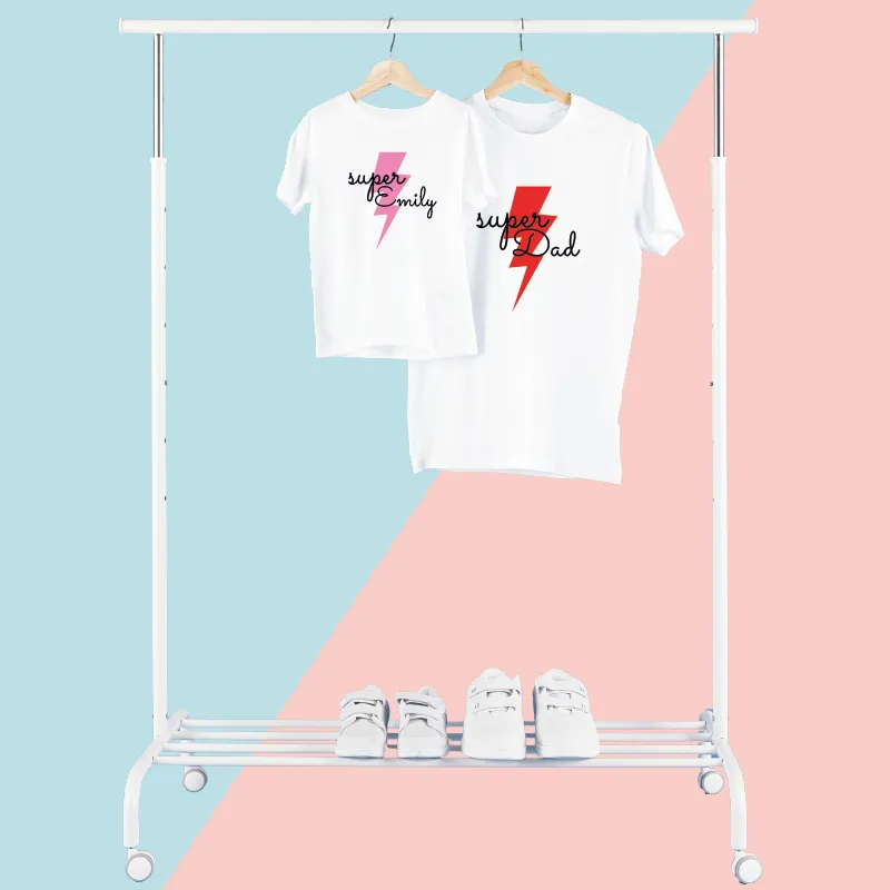 Personalised Matching Super Dad, Super Mum and Super Kid T-shirts
