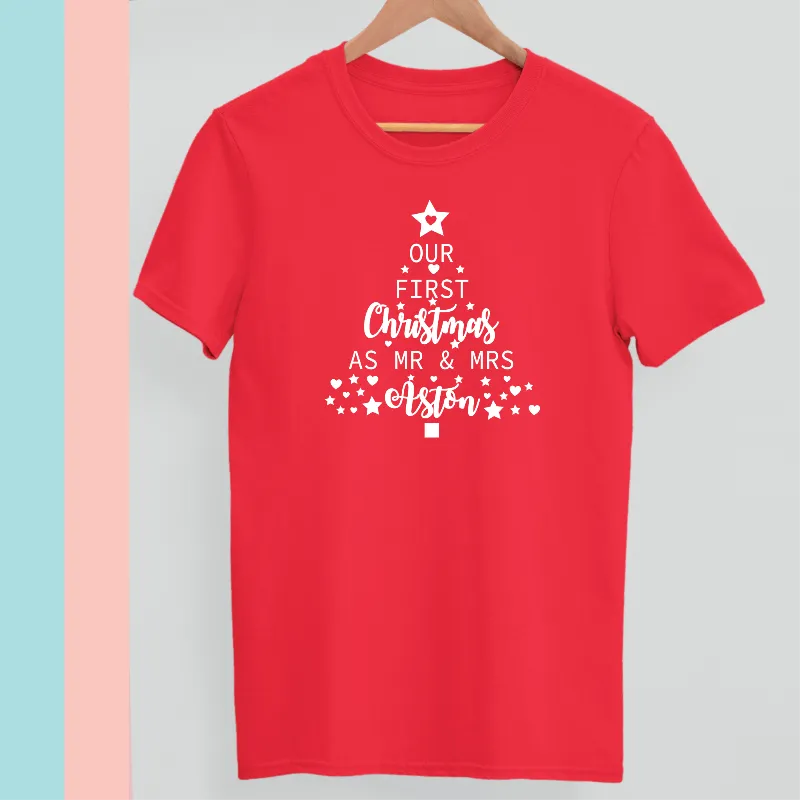 Personalised Our First Christmas as MR & MRS T-shirt