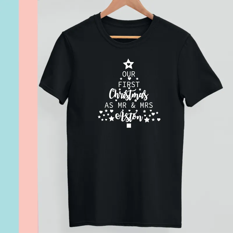 Personalised Our First Christmas as MR & MRS T-shirt