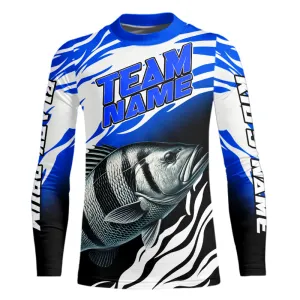 Personalized Black Drum Fishing Jerseys For Fishing Team, Black Drum Tournament Fishing Kid Shirts | Blue A77