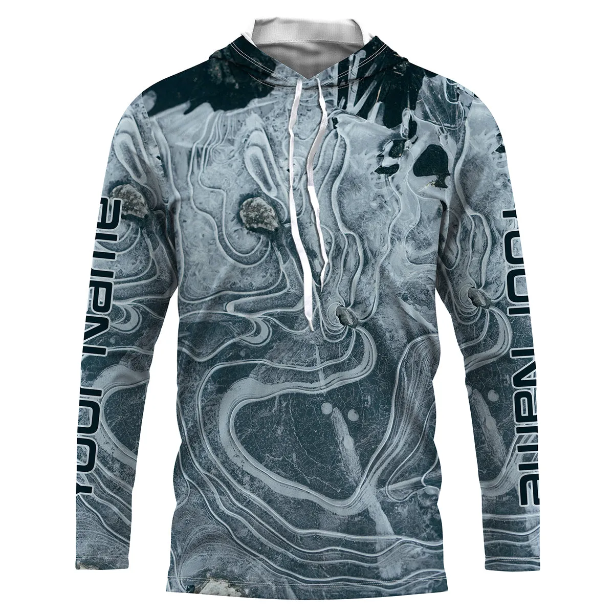 Personalized sea waves camo Long sleeve UV Protection Fishing Shirts, Custom Men Fishing apparel IPHW2312