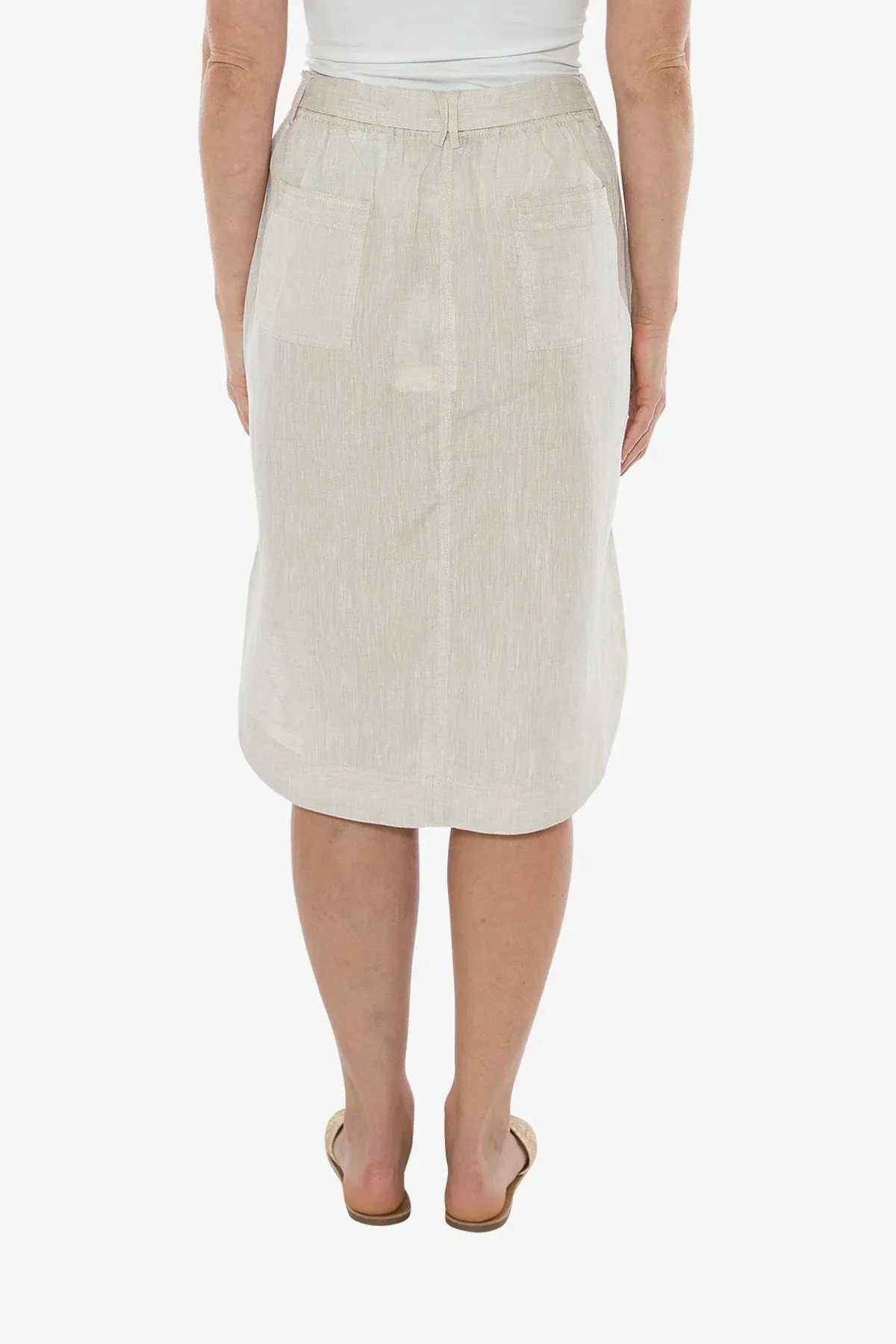 Ping Pong Curved Hem Midi Skirt - Flax