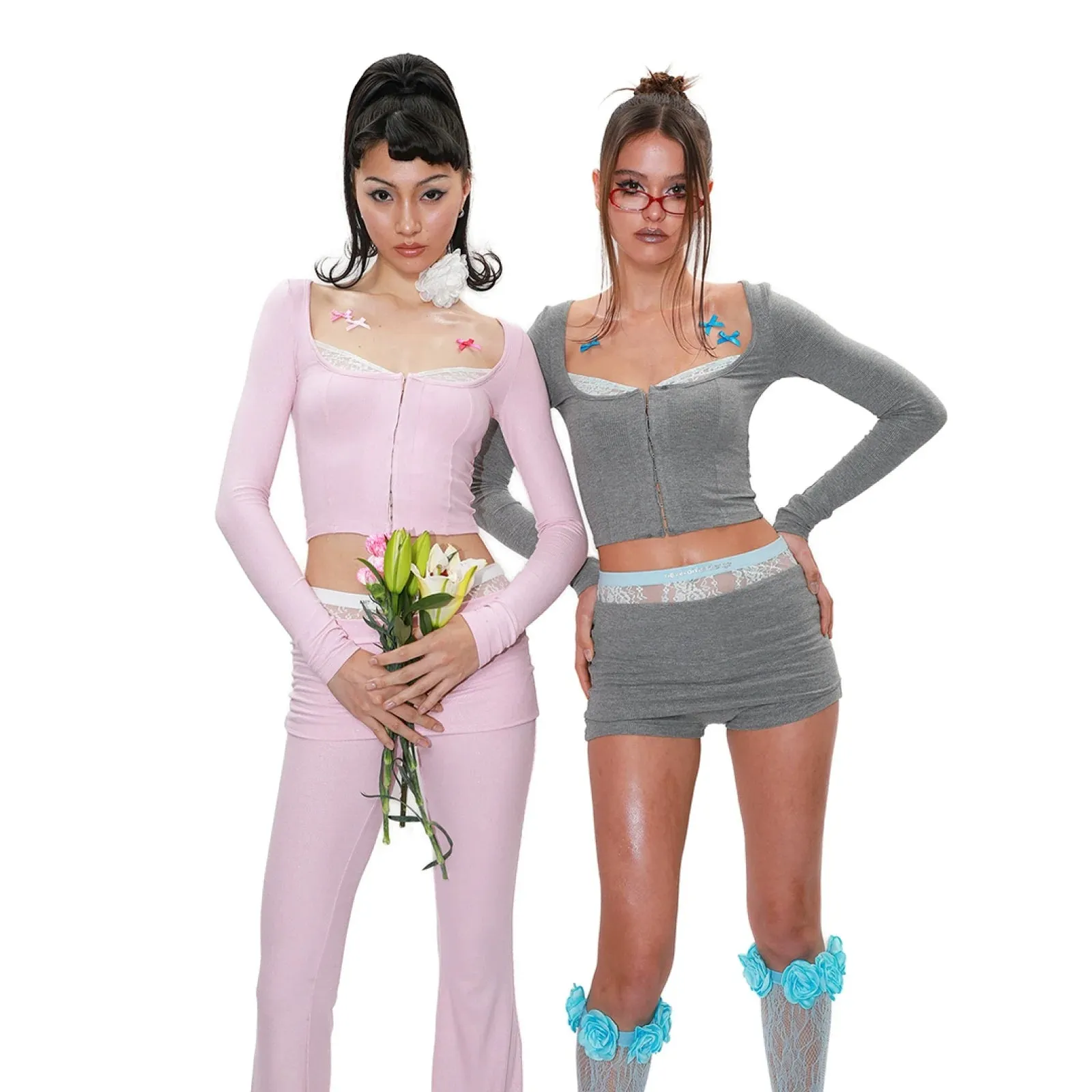 Pink & Gray Knit Suit