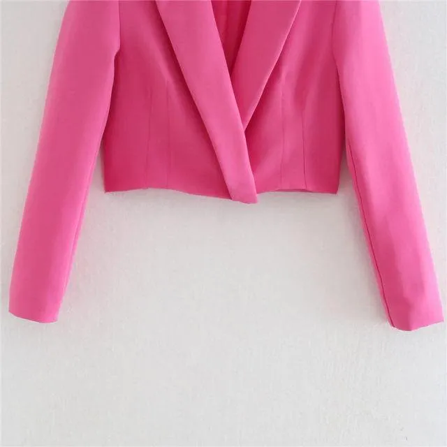 Pink Cropped Blazer