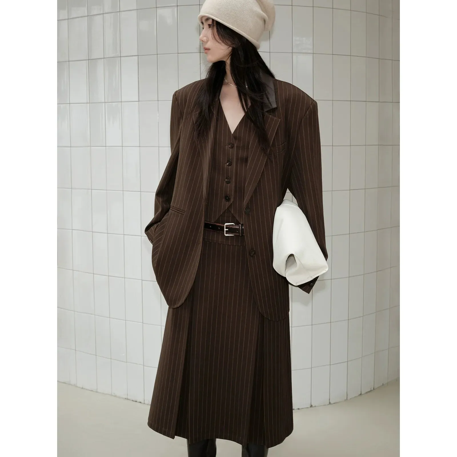 Pinstripe Vest and Skirt Set