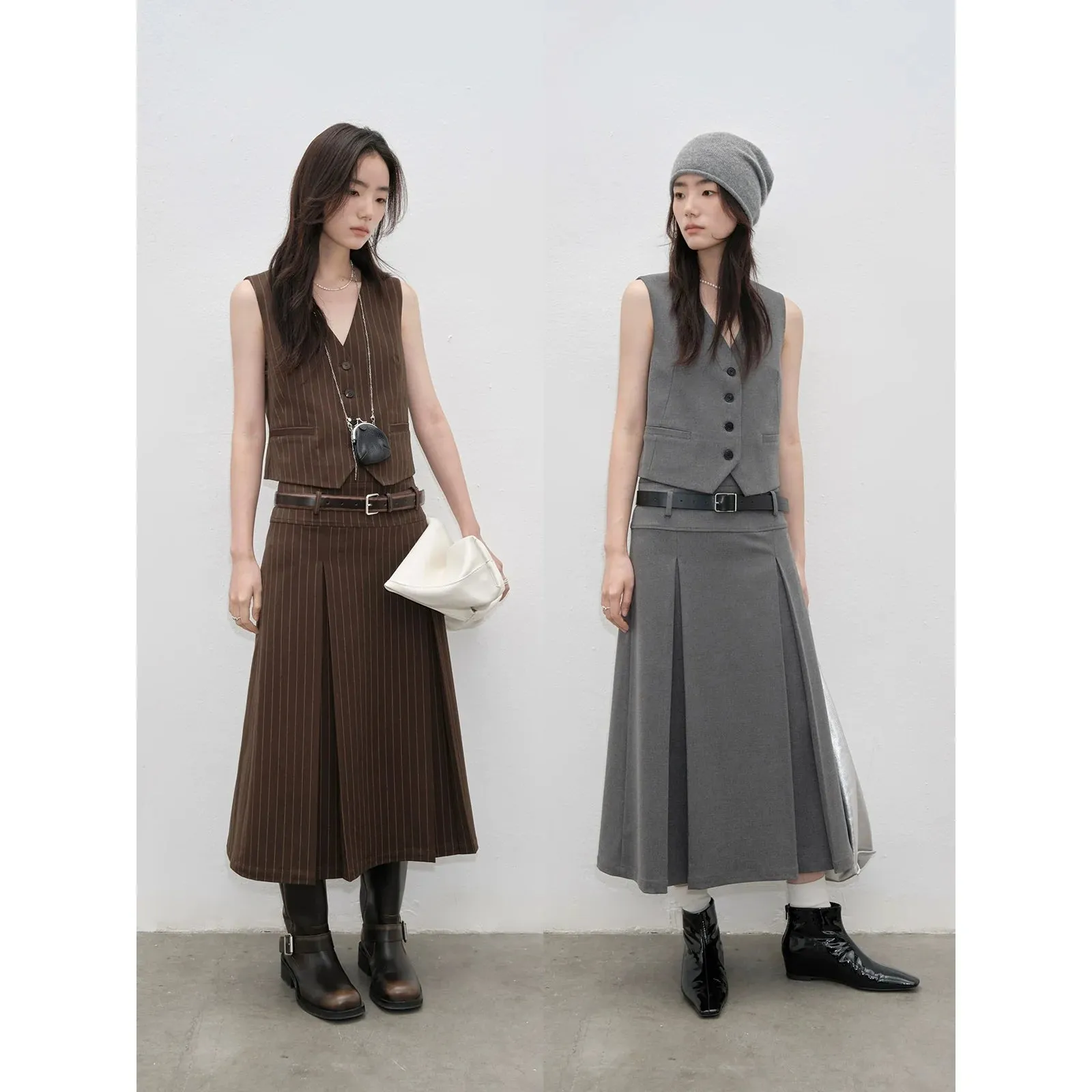 Pinstripe Vest and Skirt Set