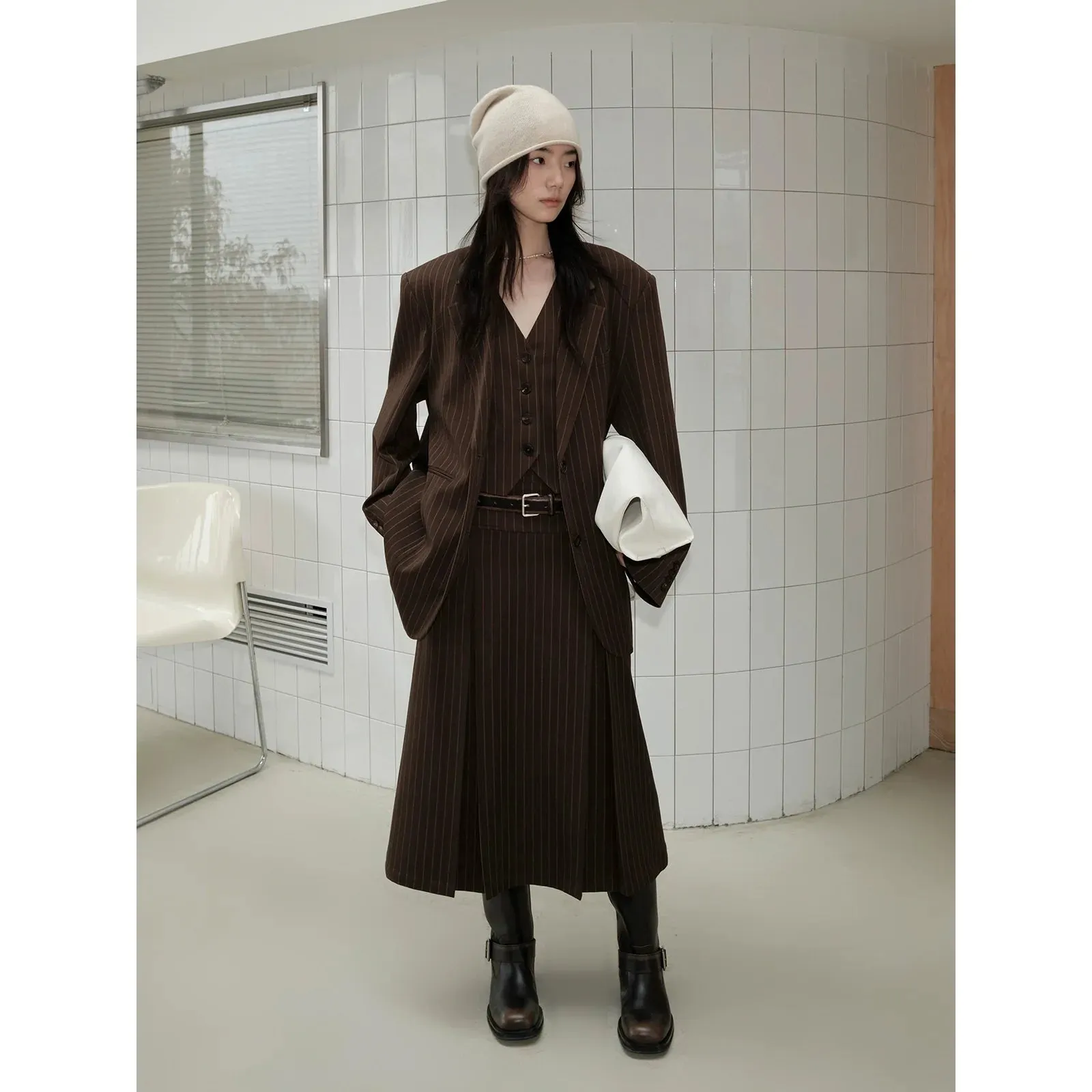 Pinstripe Vest and Skirt Set
