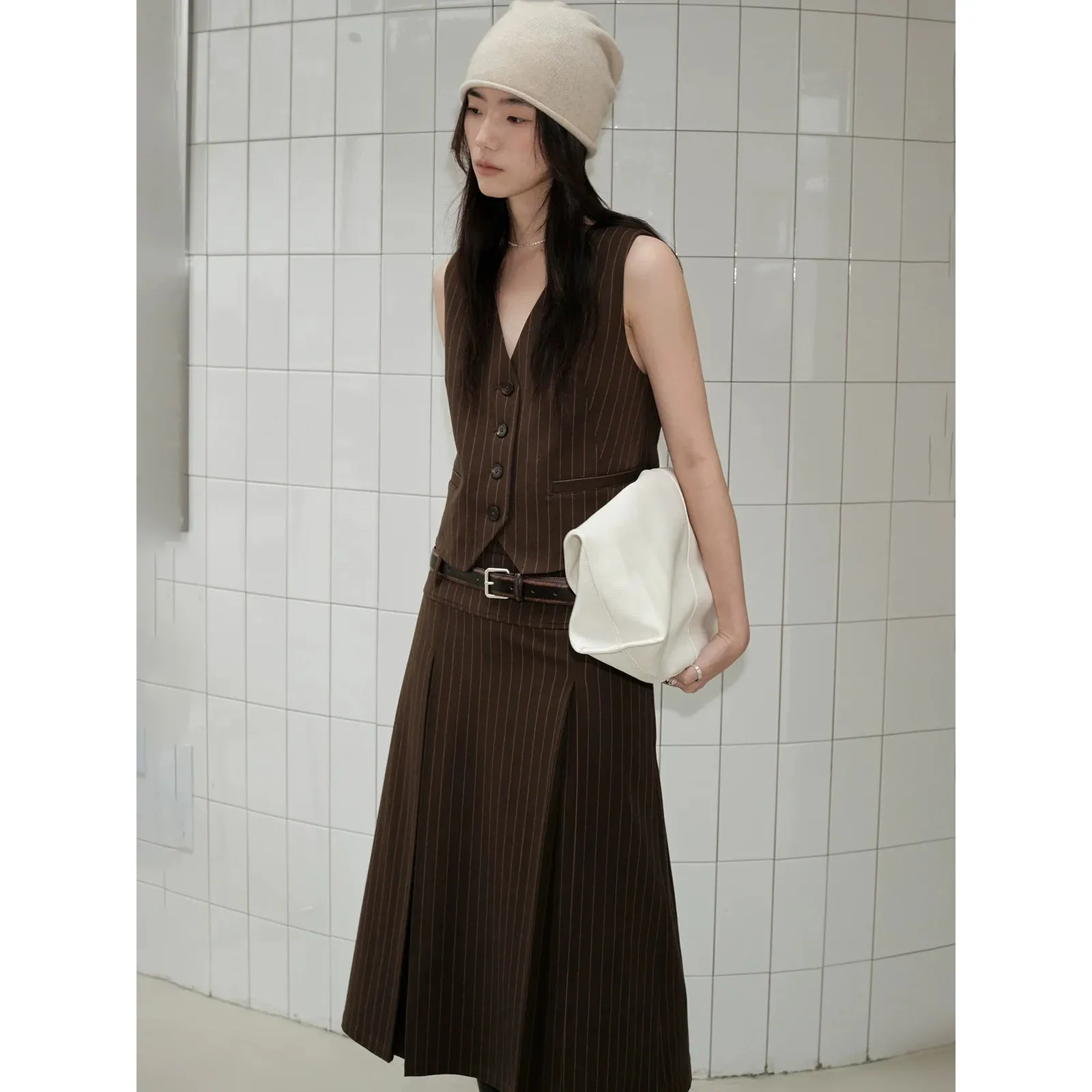 Pinstripe Vest and Skirt Set