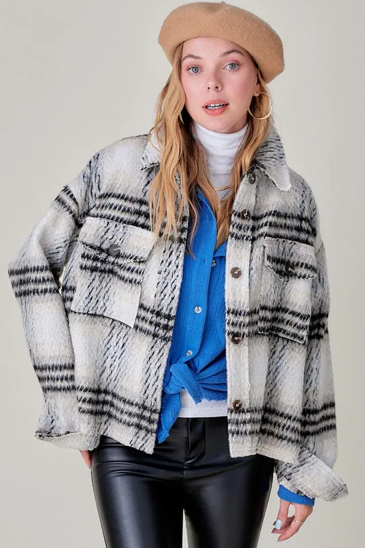 Plaid Button Up Jacket w/ Pockets