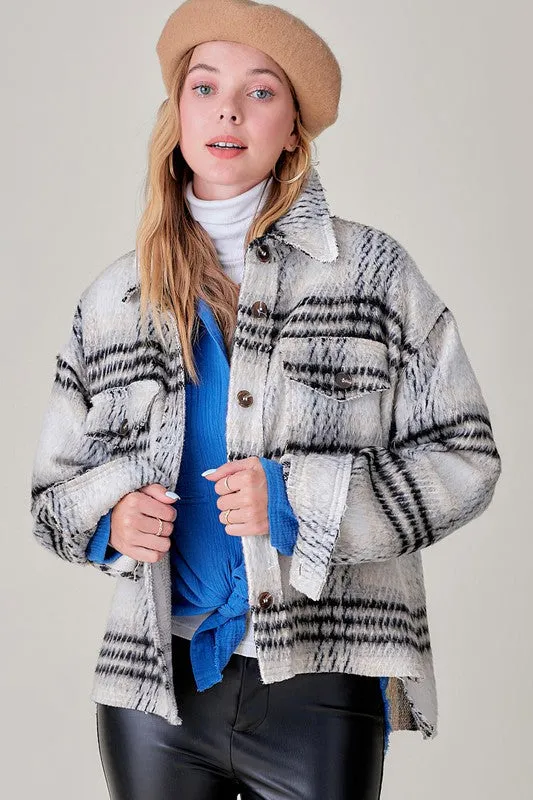 Plaid Button Up Jacket w/ Pockets