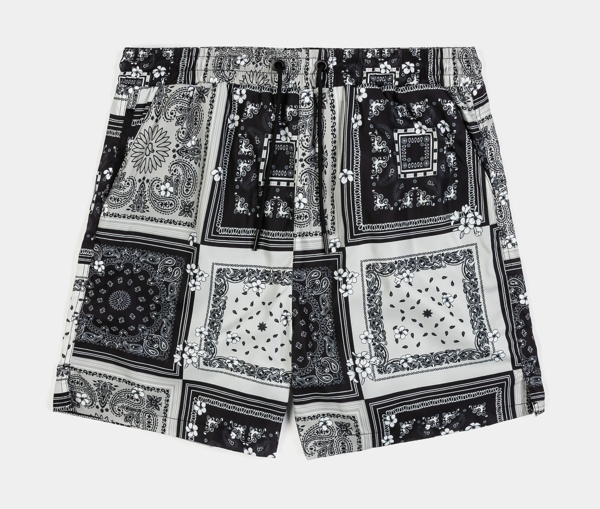 Plumeria Paisley Hybrid Mens Shorts (Black/Grey)